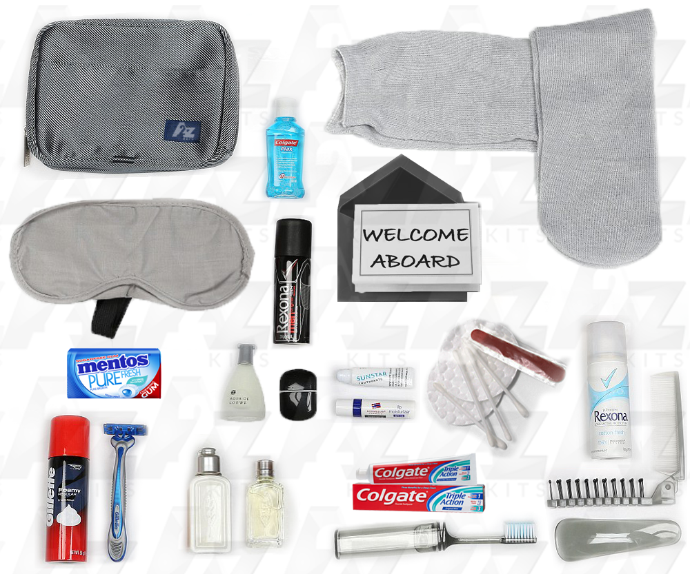 Airline travel vanity and welcome kits