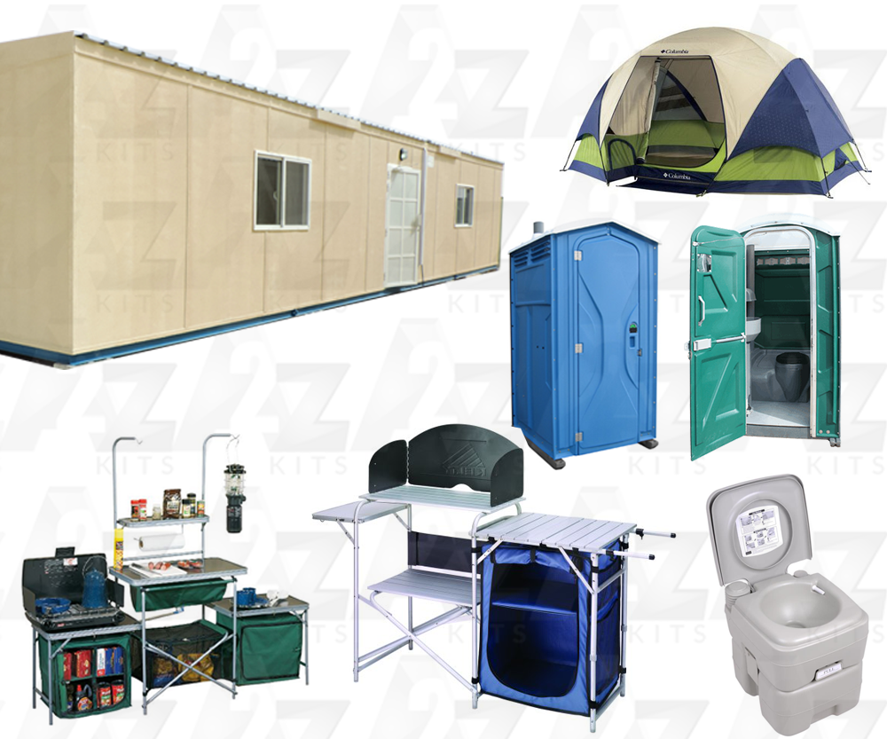 Camp facilities for homeless and army and emergency shelters